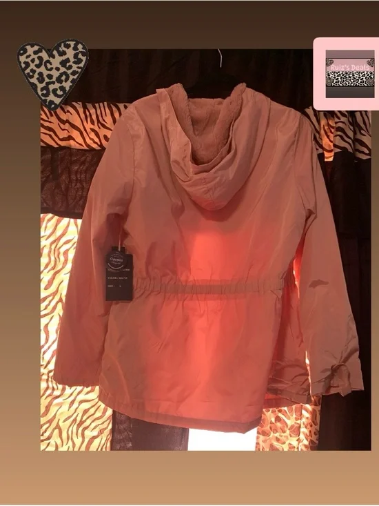 Cavalini Mauve Blush Pink Hooded Utility Jacket with Zip Pockets - Picture 3 of 6